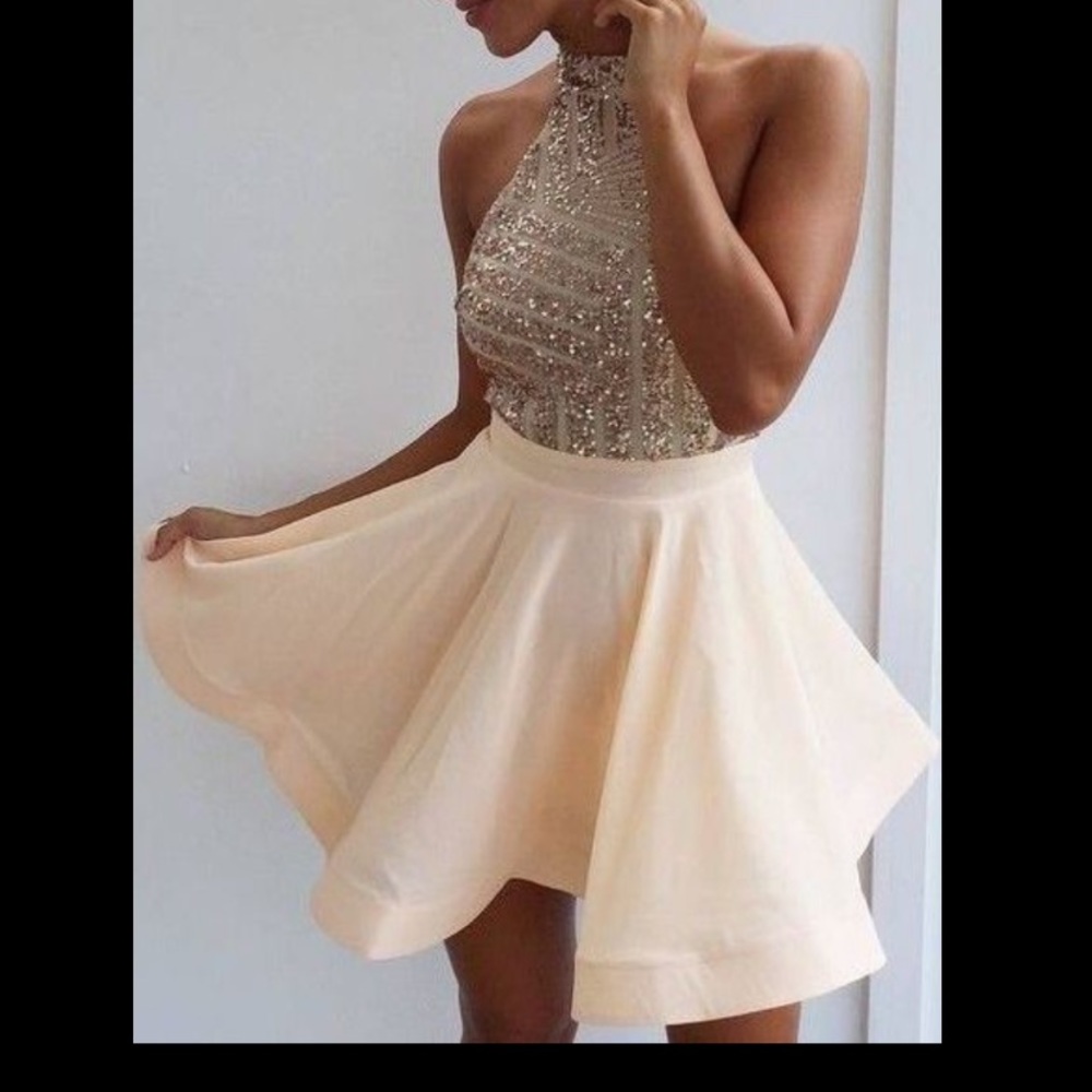 Rose Gold Sequined Short Dress